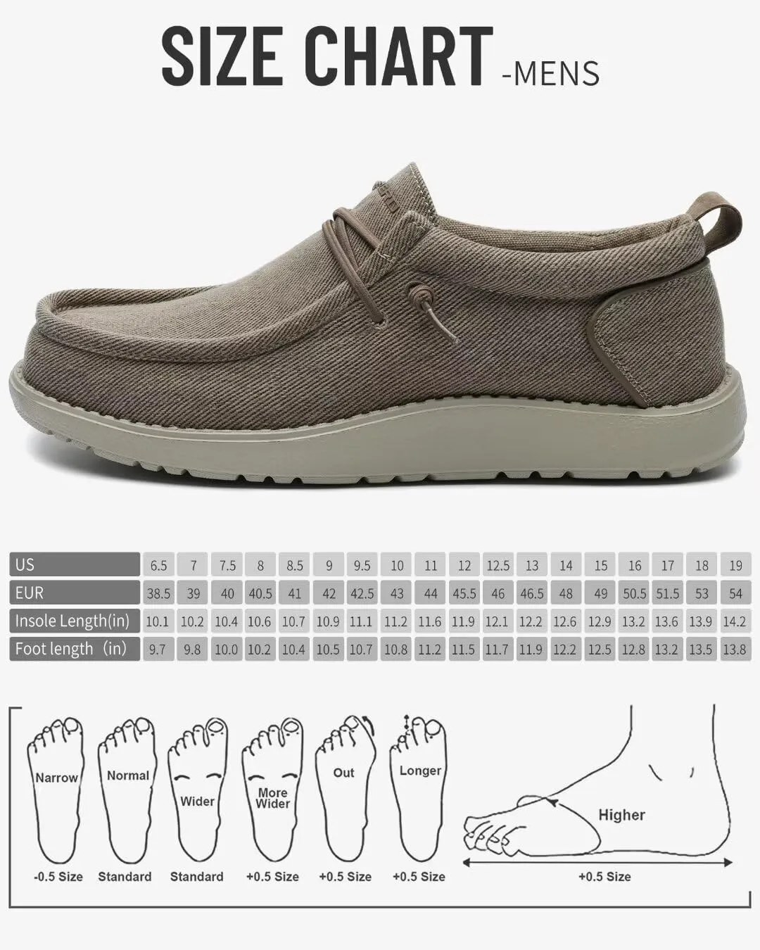 1TAZERO Wide-Shoes for Men-Slip on Walking-Loafers Casual-Shoes - Wide Width Comfortable Orthopedic Shoes for Men with Arch Support for Plantar Fasciitis