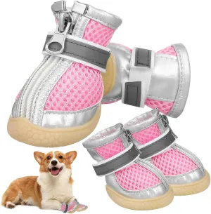 4pcs Dog Shoes Breathable Mesh Dog Boots Heat Protection Paw Protectors for Hot Pavement