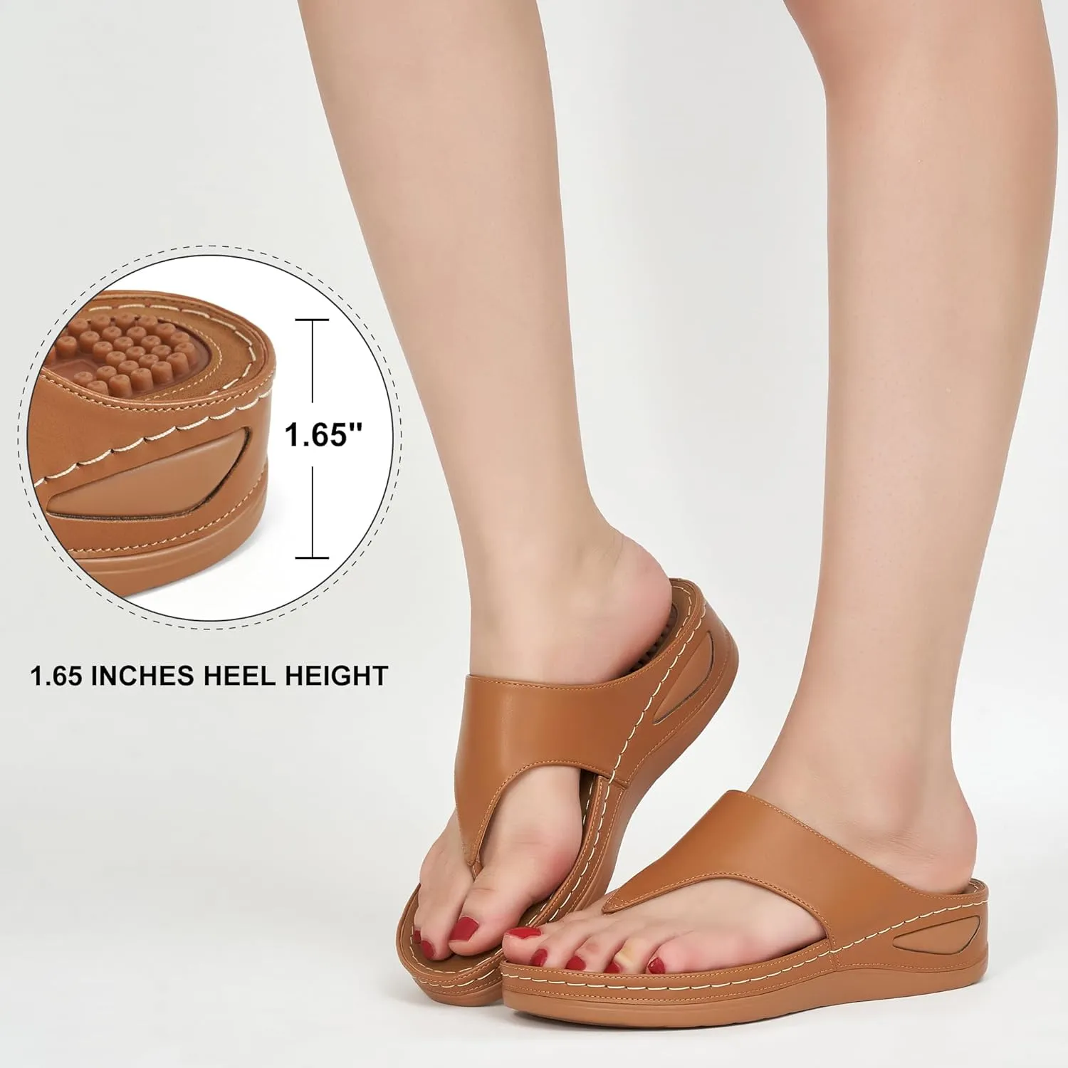 Alicegana Womens Sandals Wedge Shoes: Comfortable Dressy Summer Flip Flops Casual Walking Beach Slides
