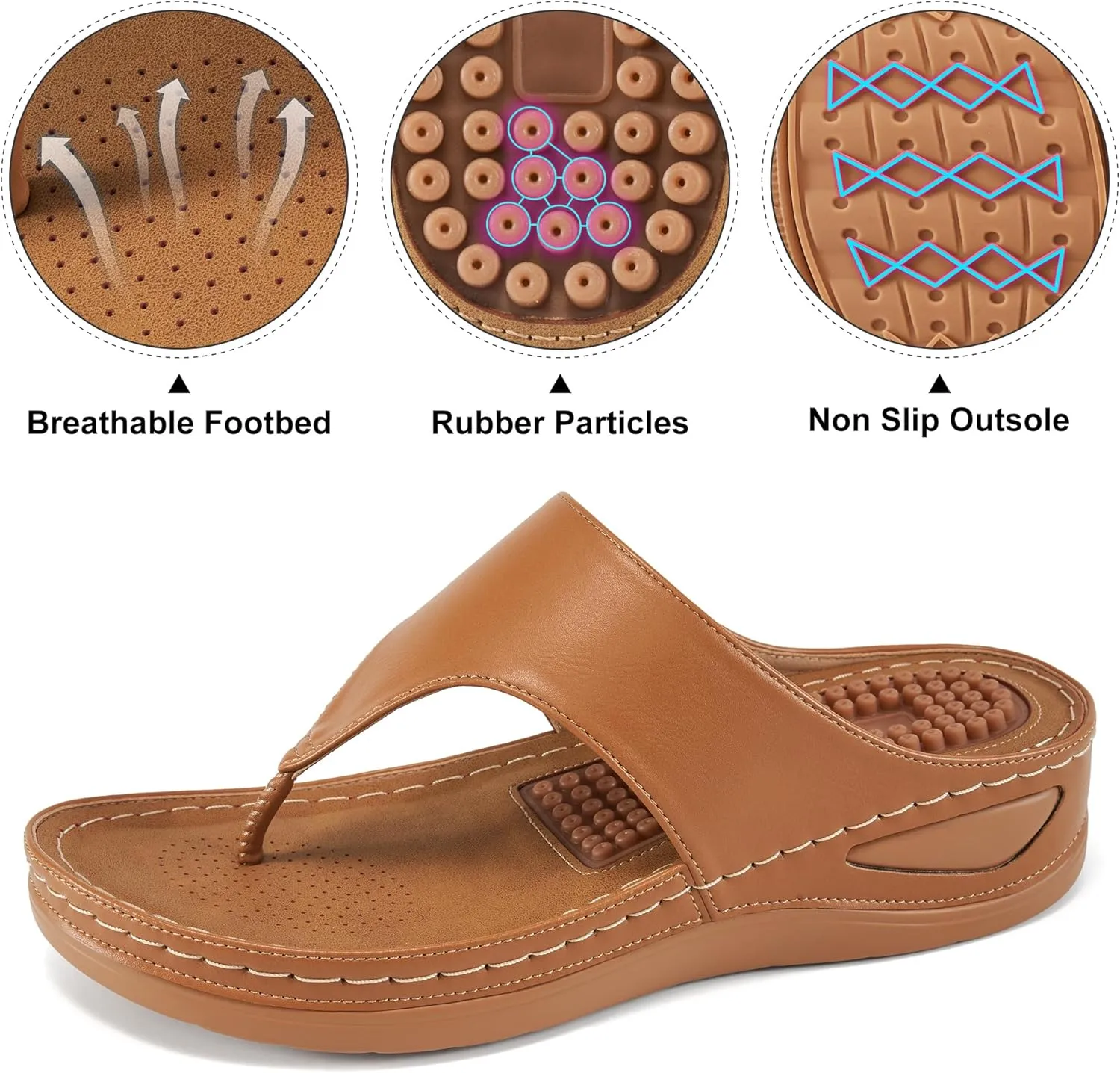 Alicegana Womens Sandals Wedge Shoes: Comfortable Dressy Summer Flip Flops Casual Walking Beach Slides