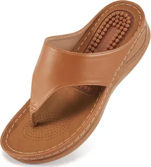 Alicegana Womens Sandals Wedge Shoes: Comfortable Dressy Summer Flip Flops Casual Walking Beach Slides