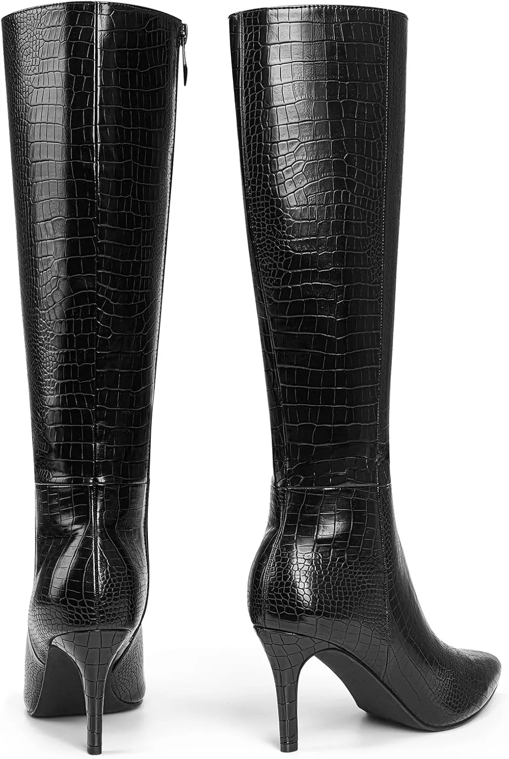 ALICEPUB Knee High Boots for Women Pointed Toe Tall Boots Long Heeled Boots Leather Boots Stiletto Heels Knee High Dress Boots with Side Zipper Sexy