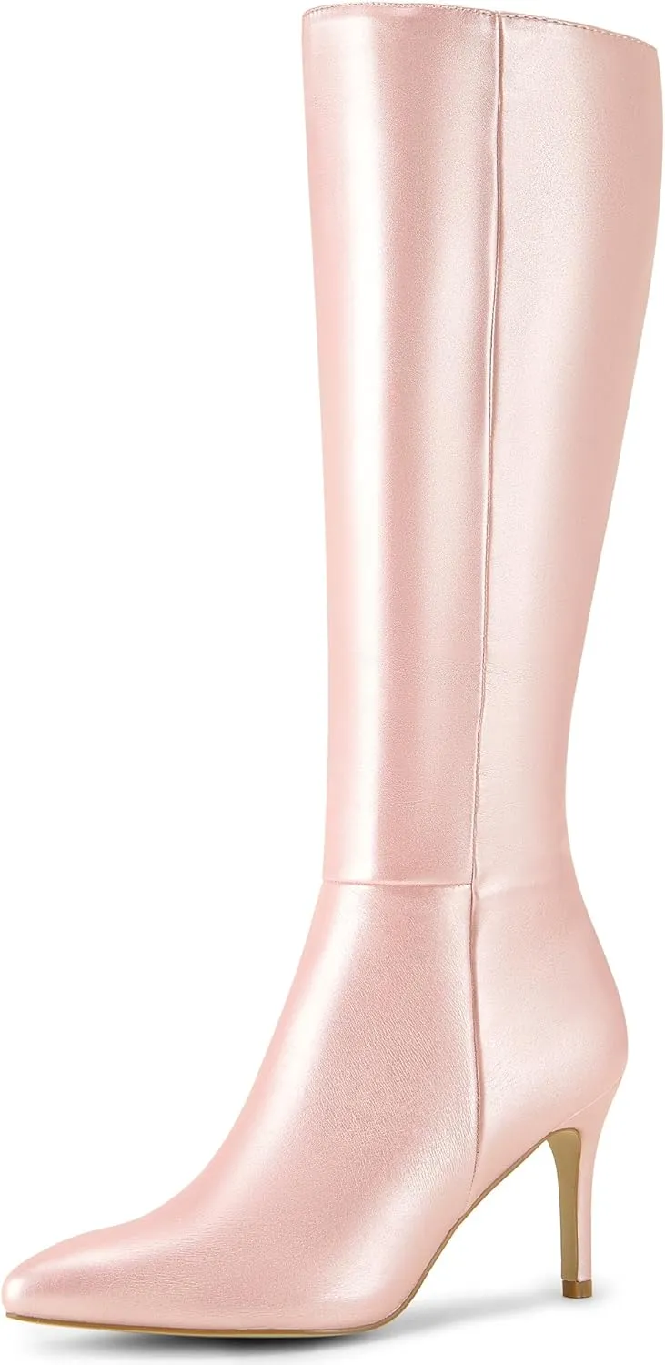 Allegra K Women's High Heels Pointed Toe Stiletto Heel Knee High Boots