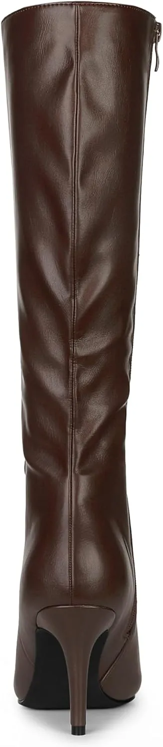 Allegra K Women's High Heels Pointed Toe Stiletto Heel Knee High Boots