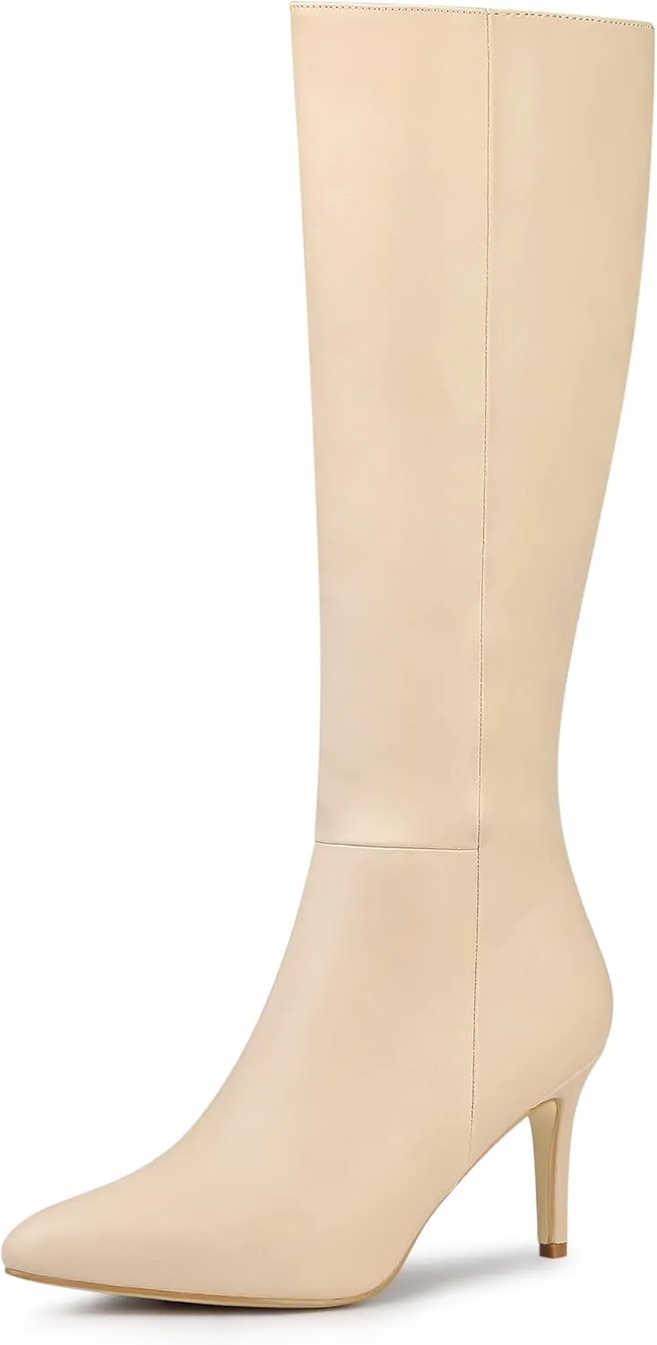 Allegra K Women's High Heels Pointed Toe Stiletto Heel Knee High Boots