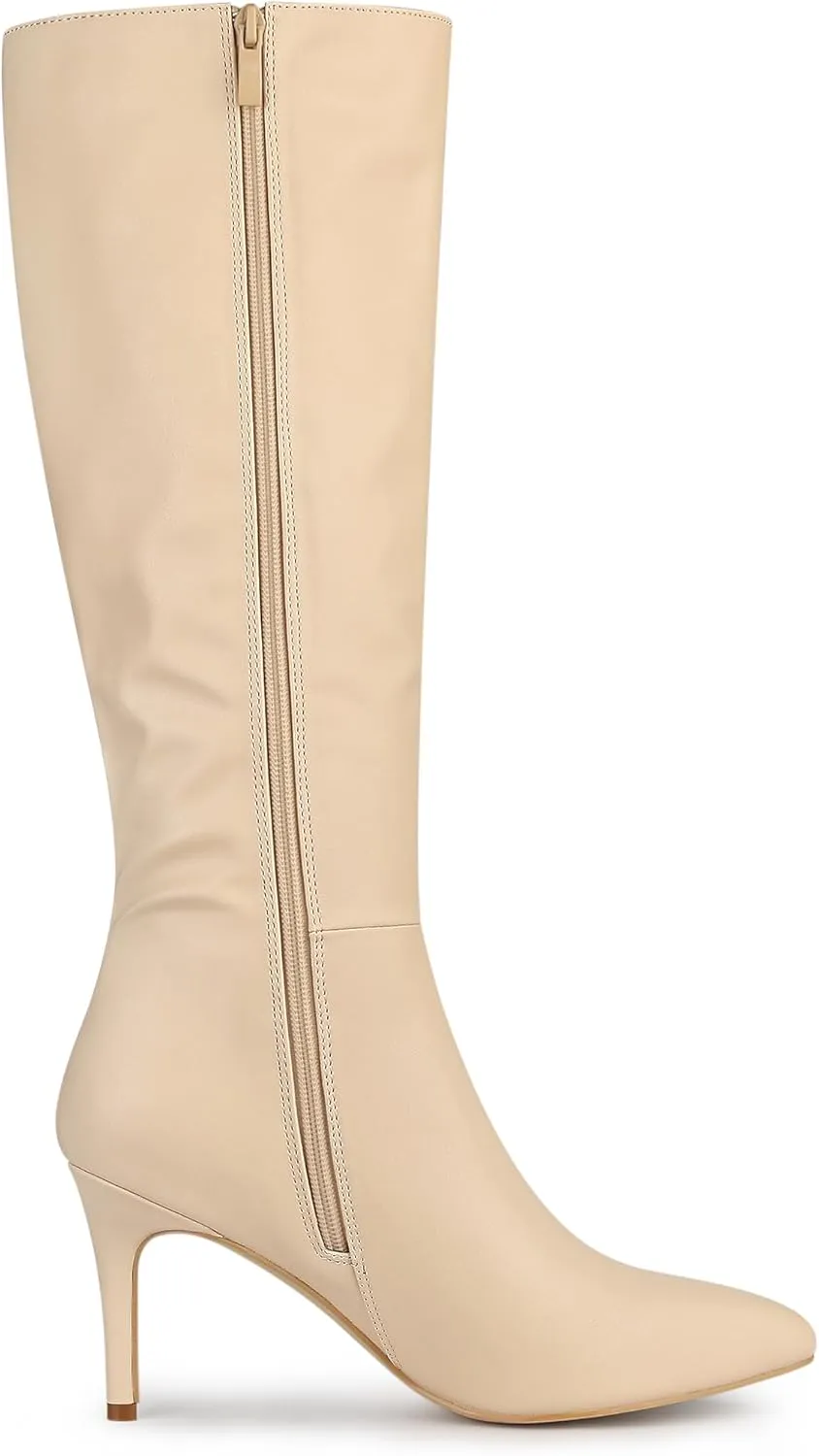 Allegra K Women's High Heels Pointed Toe Stiletto Heel Knee High Boots