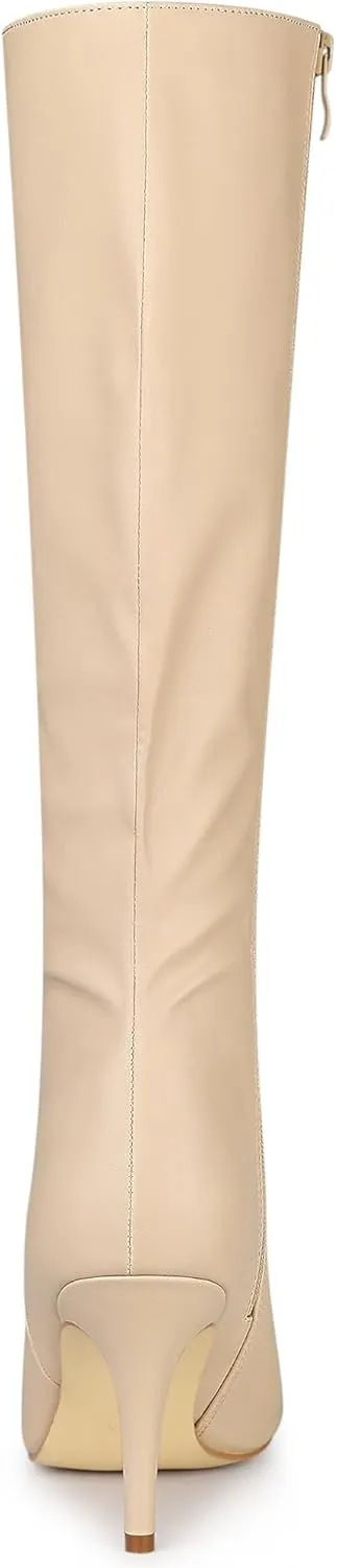 Allegra K Women's High Heels Pointed Toe Stiletto Heel Knee High Boots