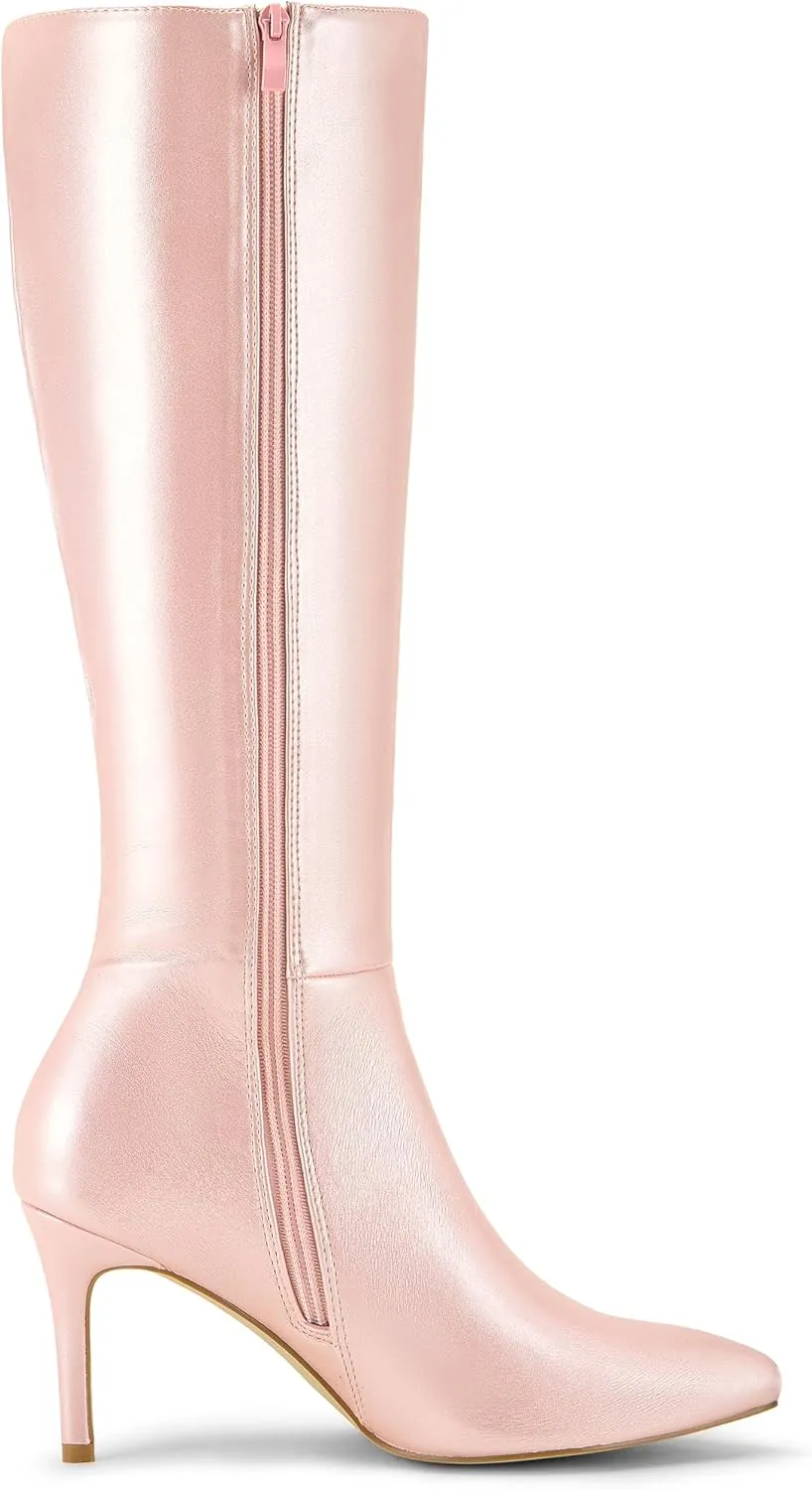 Allegra K Women's High Heels Pointed Toe Stiletto Heel Knee High Boots