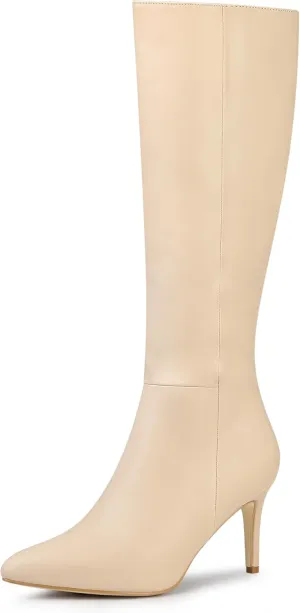 Allegra K Women's High Heels Pointed Toe Stiletto Heel Knee High Boots