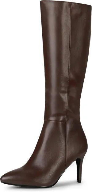 Allegra K Women's High Heels Pointed Toe Stiletto Heel Knee High Boots