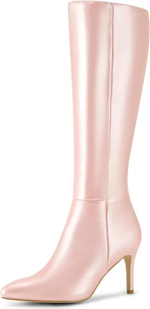 Allegra K Women's High Heels Pointed Toe Stiletto Heel Knee High Boots