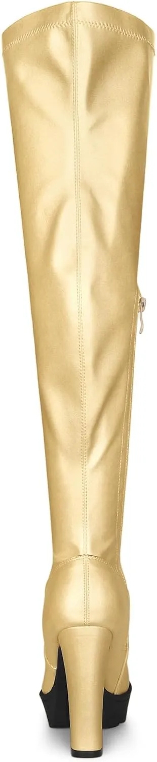 Allegra K Women's Platform Boots Chunky Heel Over Knee High Boots