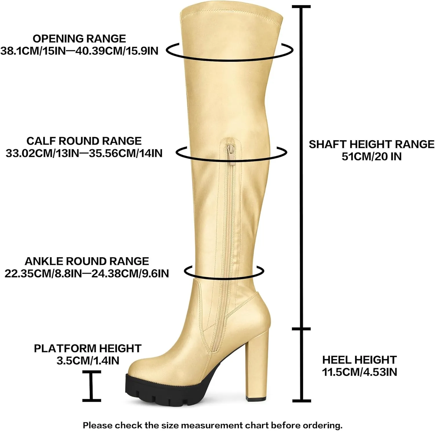 Allegra K Women's Platform Boots Chunky Heel Over Knee High Boots