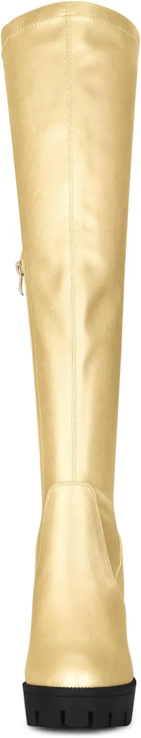 Allegra K Women's Platform Boots Chunky Heel Over Knee High Boots