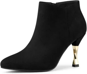 Allegra K Women's Pointed Toe Stiletto High Heels Ankle Boots