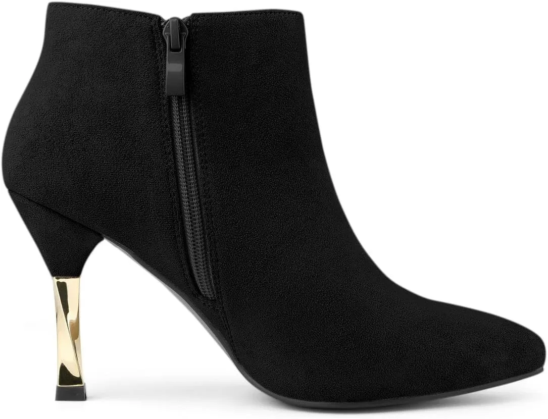 Allegra K Women's Pointed Toe Stiletto High Heels Ankle Boots
