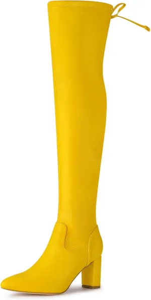 Allegra K Women's Thigh High Block Heels Over Knee High Boots