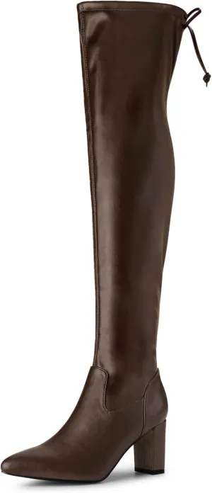 Allegra K Women's Thigh High Block Heels Over Knee High Boots