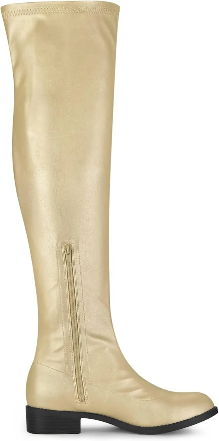 Allegra K Women's Thigh High Boots Low Block Heel Fashion Over the Knee High Boots