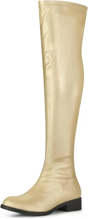 Allegra K Women's Thigh High Boots Low Block Heel Fashion Over the Knee High Boots