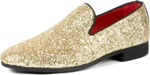 ALLY UNION MAKE FORCE Mens Glitter Loafers Dress Slip on Party Wedding Penny Smoking Sparkly Shoes