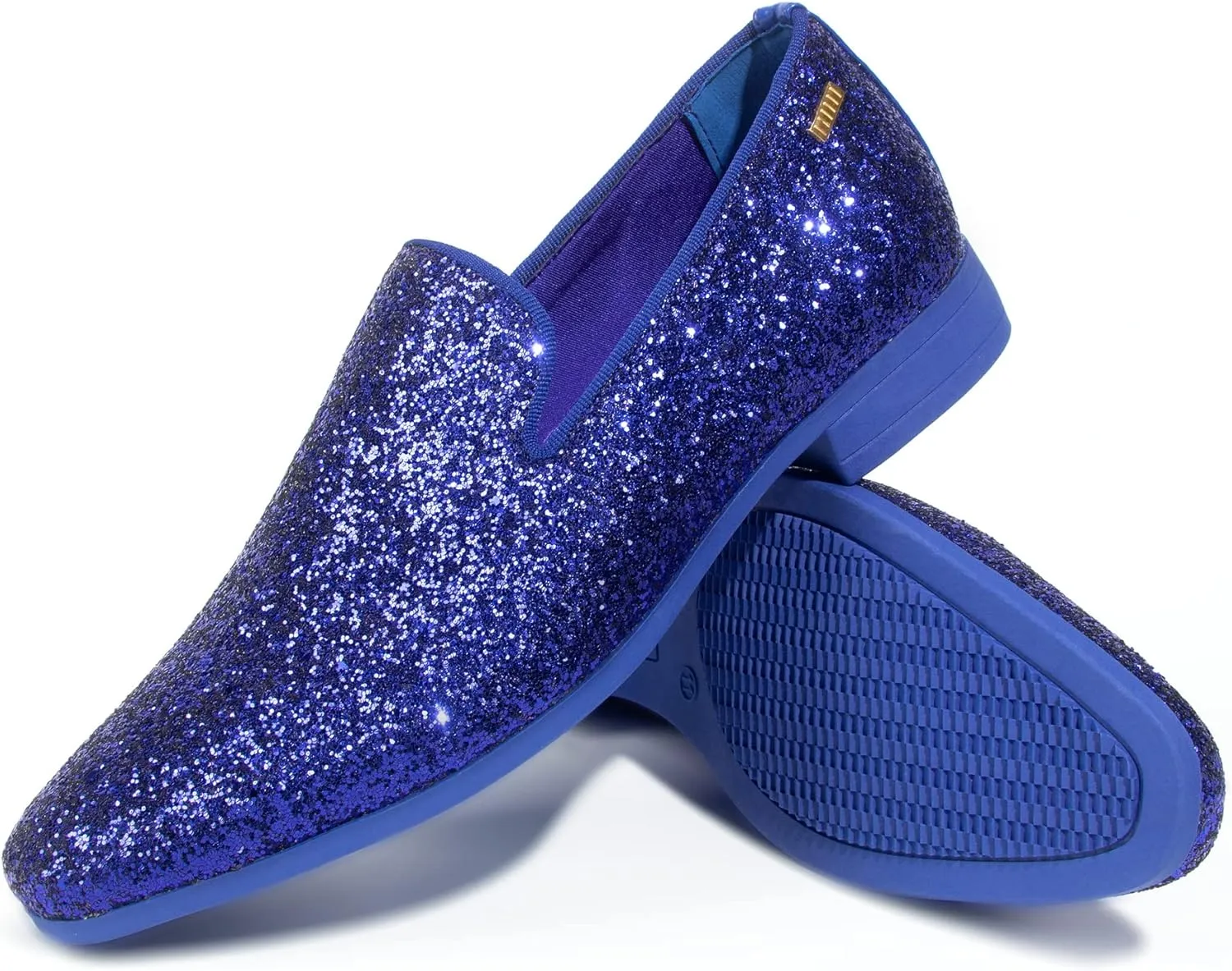 ALLY UNION MAKE FORCE Mens Glitter Loafers Dress Slip on Party Wedding Penny Smoking Sparkly Shoes