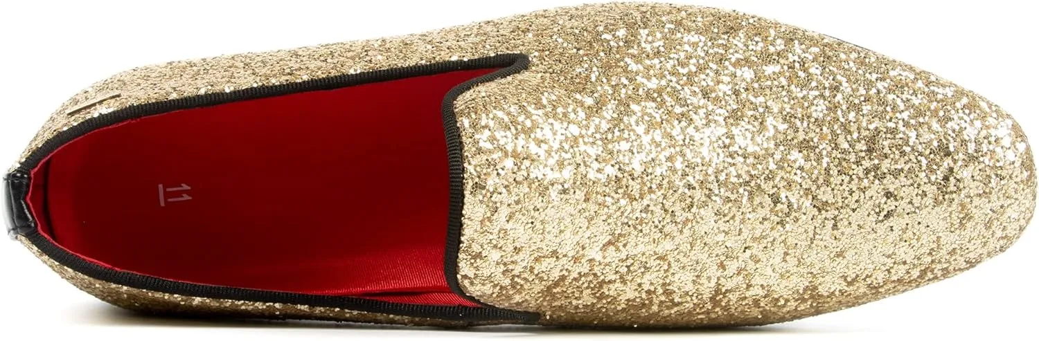 ALLY UNION MAKE FORCE Mens Glitter Loafers Dress Slip on Party Wedding Penny Smoking Sparkly Shoes