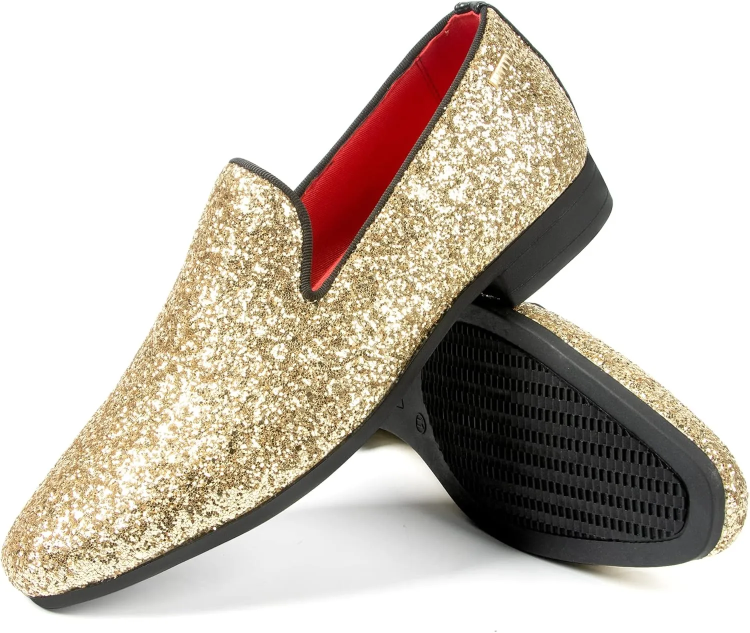 ALLY UNION MAKE FORCE Mens Glitter Loafers Dress Slip on Party Wedding Penny Smoking Sparkly Shoes