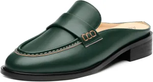 AMBELIGHT Comfortable Mules Flats for Women Loafers Chunky Heel Round Closed Toe Slip on Slingback Casual Classic Dressy Shoes