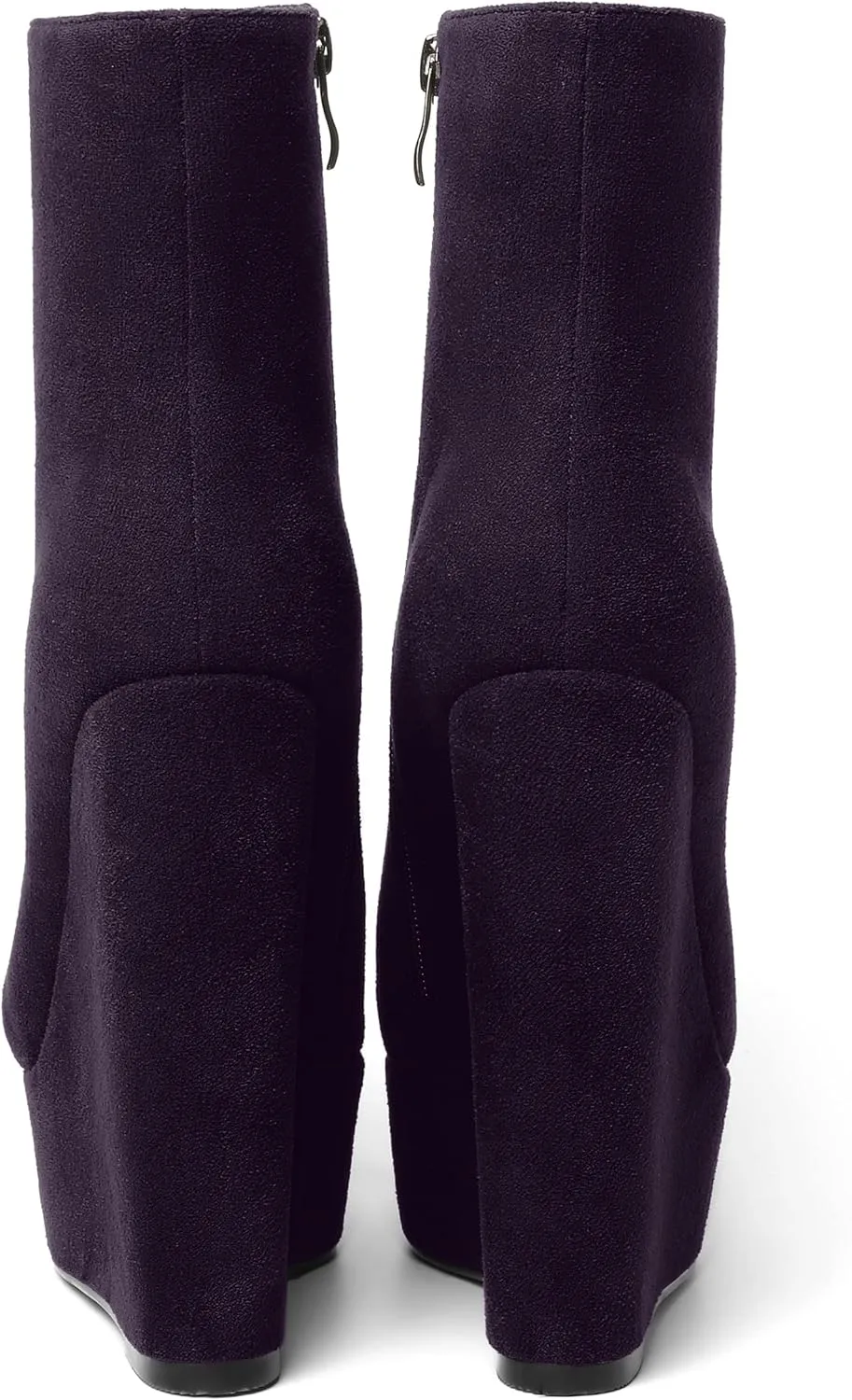 AMBELIGHT Womens Night Club Suede Round Toe Fashion Booties Platform Zip Wedge High Heel Ankle High Boots 6 Inch