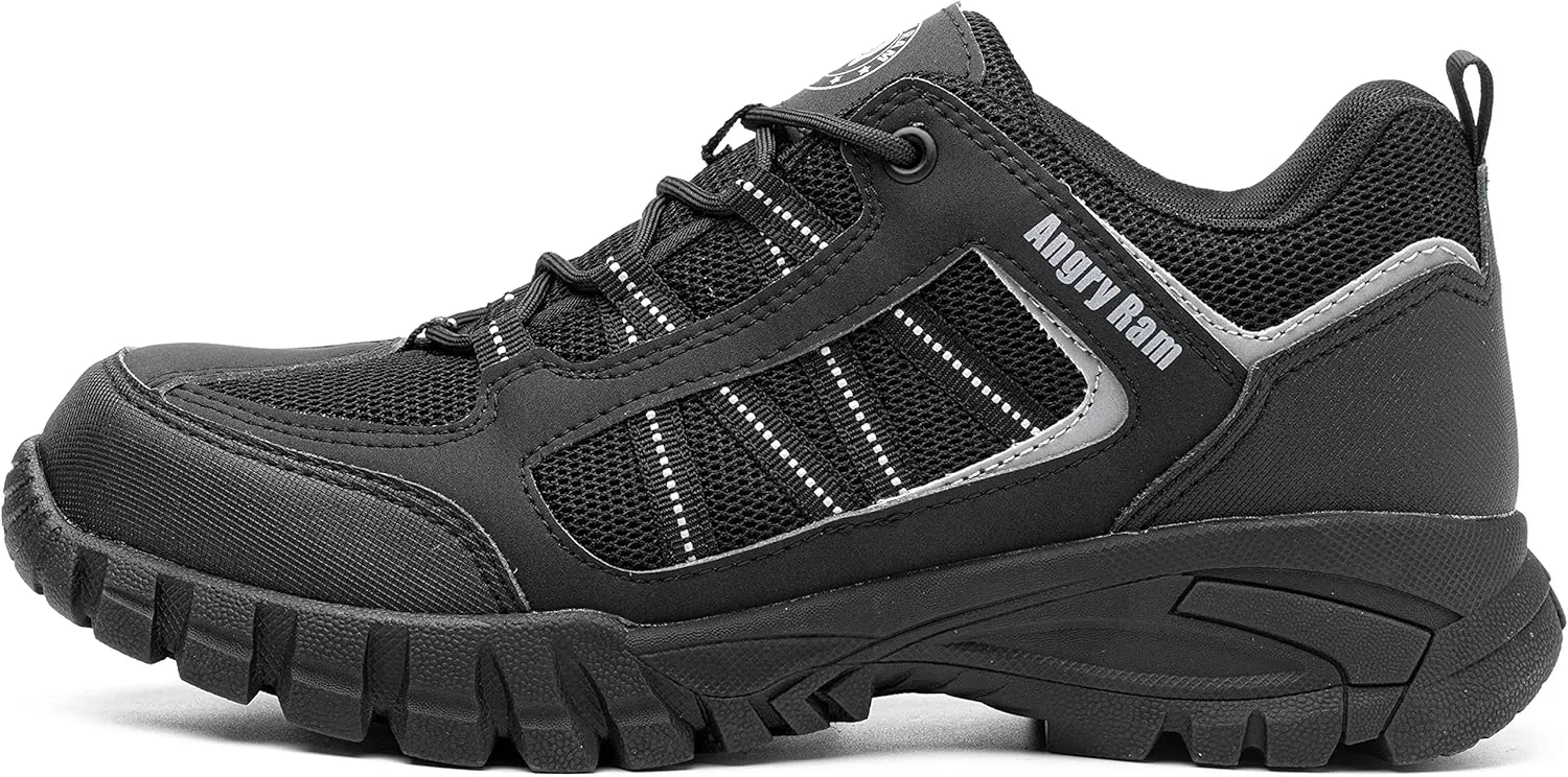 ANGRYRAM Steel Toe Shoes for Men Women Lightweight Indestructible Work Shoes Breathable Slip Resistant Safety Sneakers Comfortable Puncture Proof Shoes for Working Construction Industry