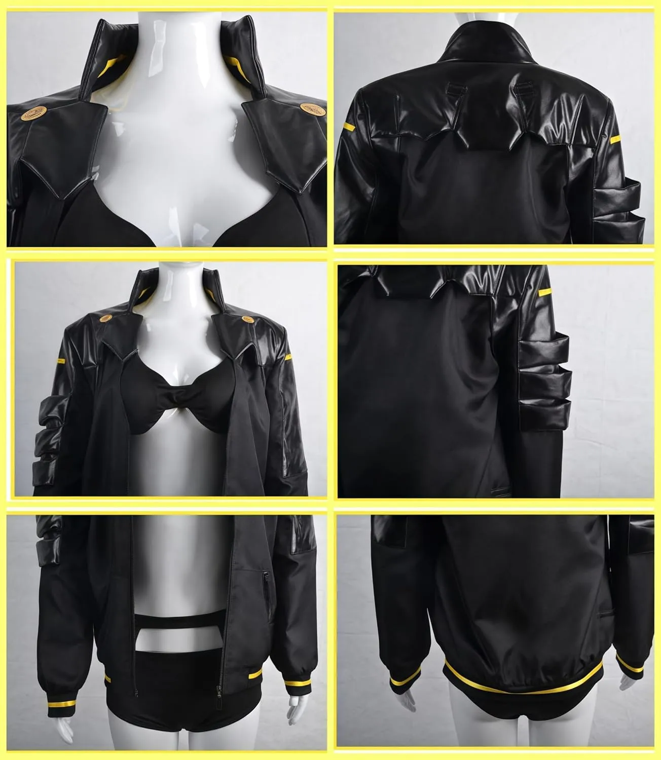 Anime Edgerunners Rebecca Cosplay Costume, Sexy PU Outfit Violent Women’s Set w/Lining Coat for Halloween
