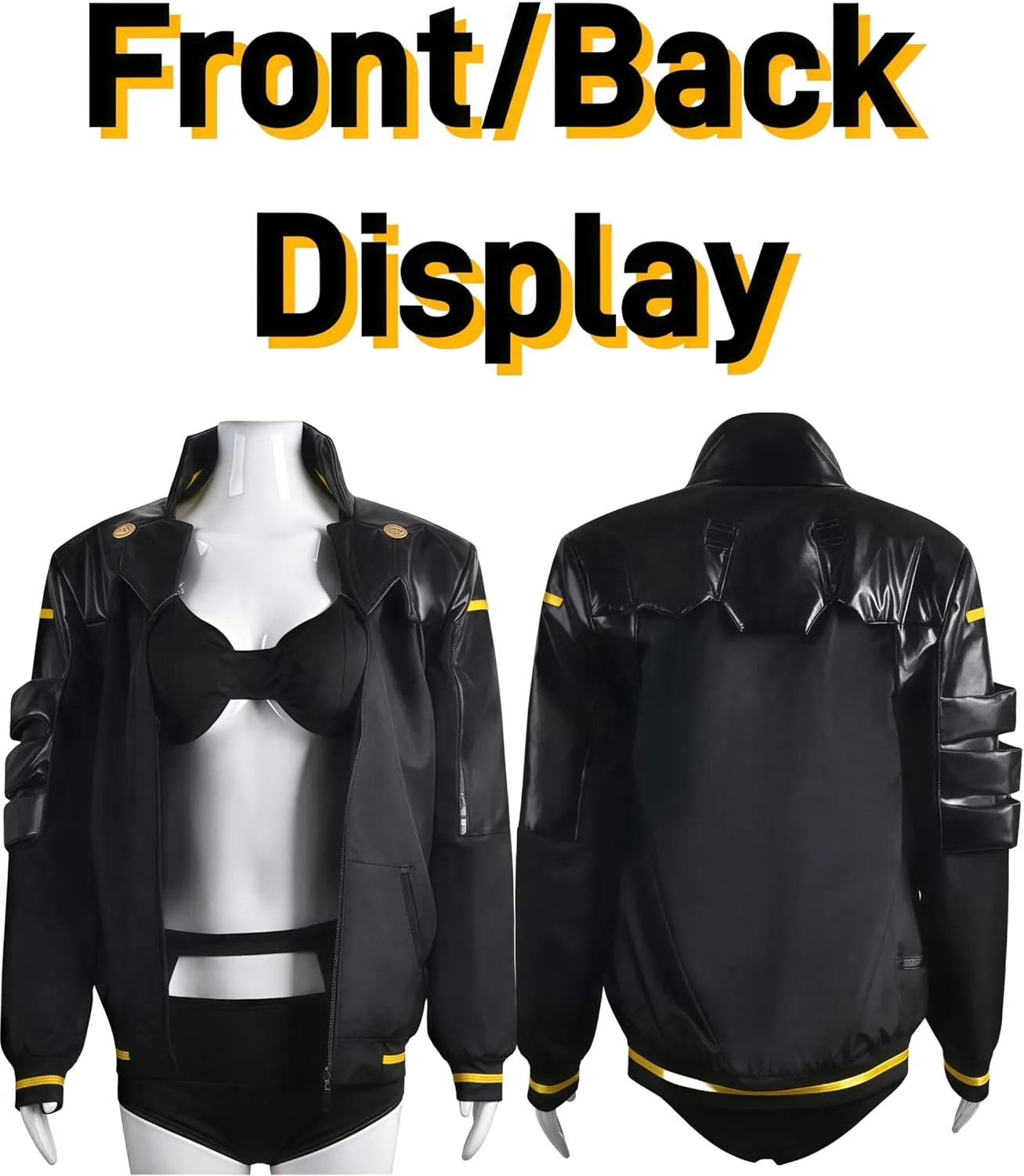 Anime Edgerunners Rebecca Cosplay Costume, Sexy PU Outfit Violent Women’s Set w/Lining Coat for Halloween