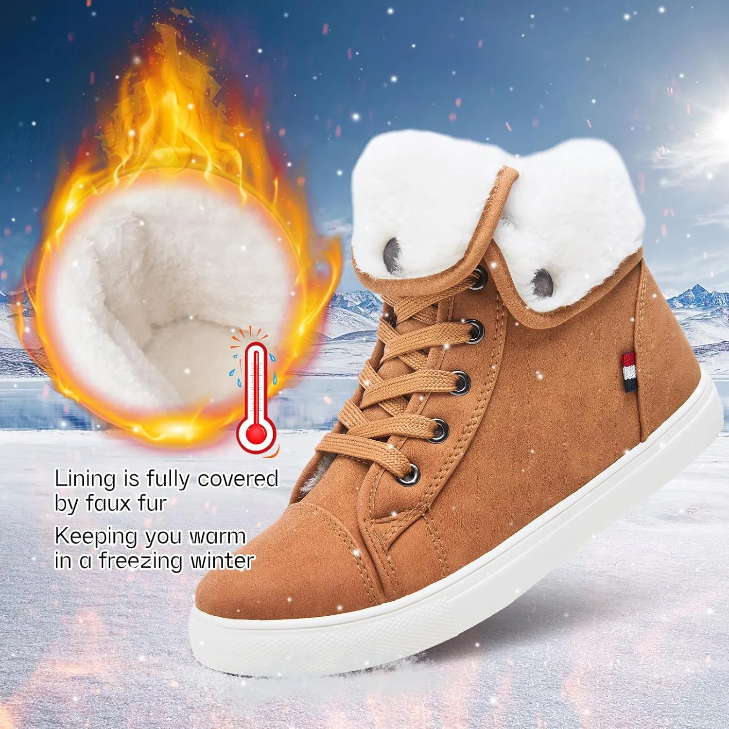 Ankle Boots For Women Lace Up Combat Boots Winter Boots Fashion Snow Boots For Girls Ankle Booties Winter Shoes