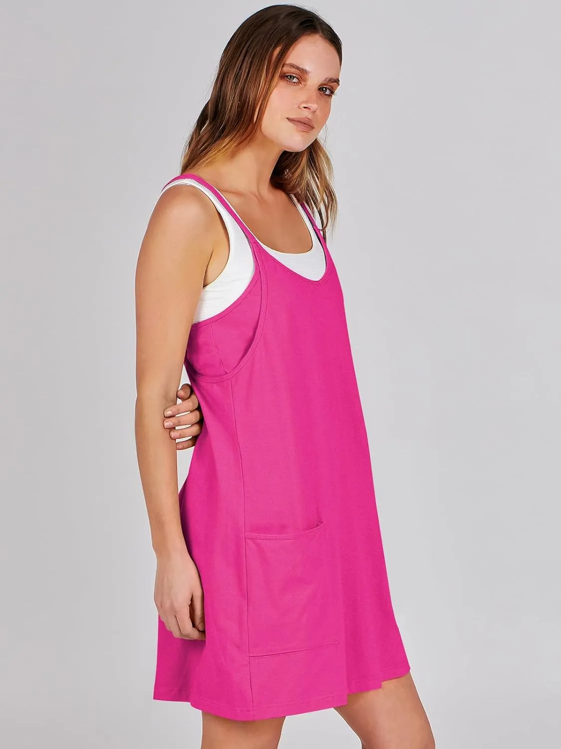 ANRABESS Women Athletic Dress Summer Tennis Workout Active Sports Mini Romper Dress Built in Shorts Travel Vacation Clothes