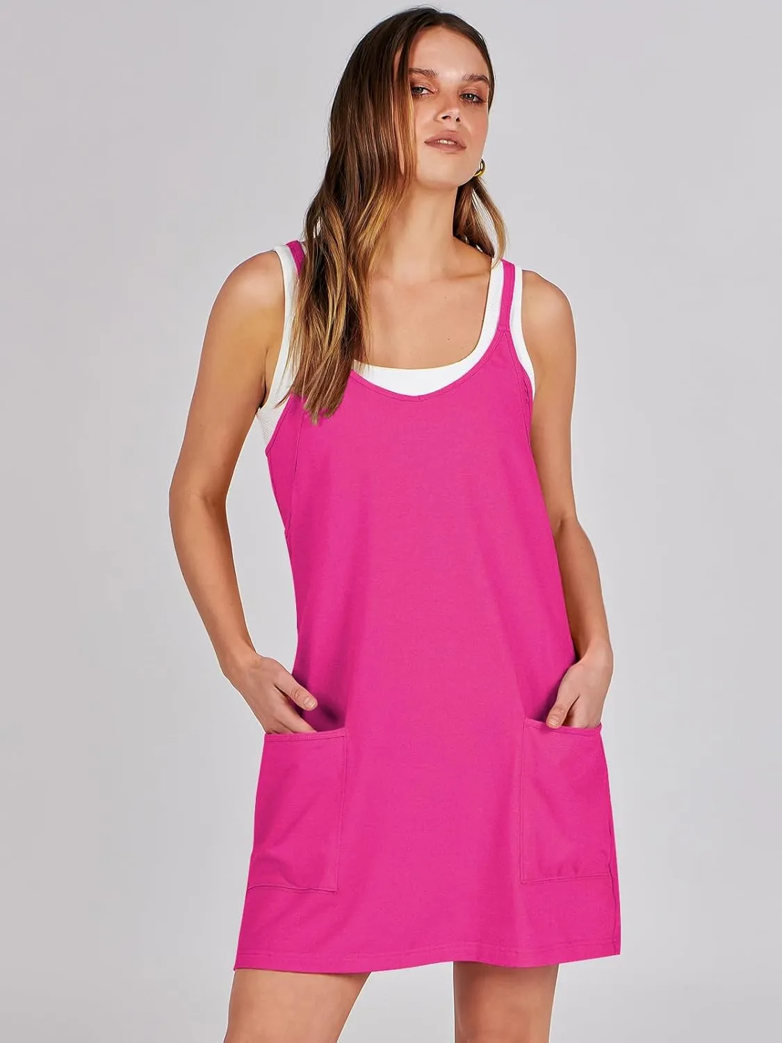 ANRABESS Women Athletic Dress Summer Tennis Workout Active Sports Mini Romper Dress Built in Shorts Travel Vacation Clothes