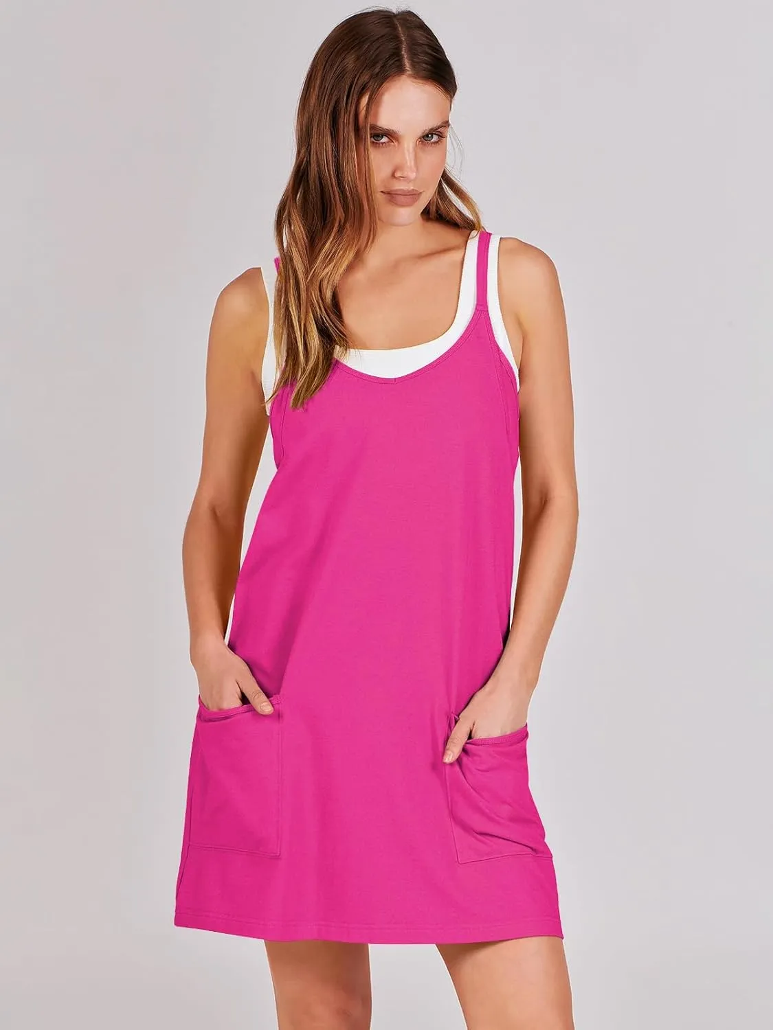 ANRABESS Women Athletic Dress Summer Tennis Workout Active Sports Mini Romper Dress Built in Shorts Travel Vacation Clothes