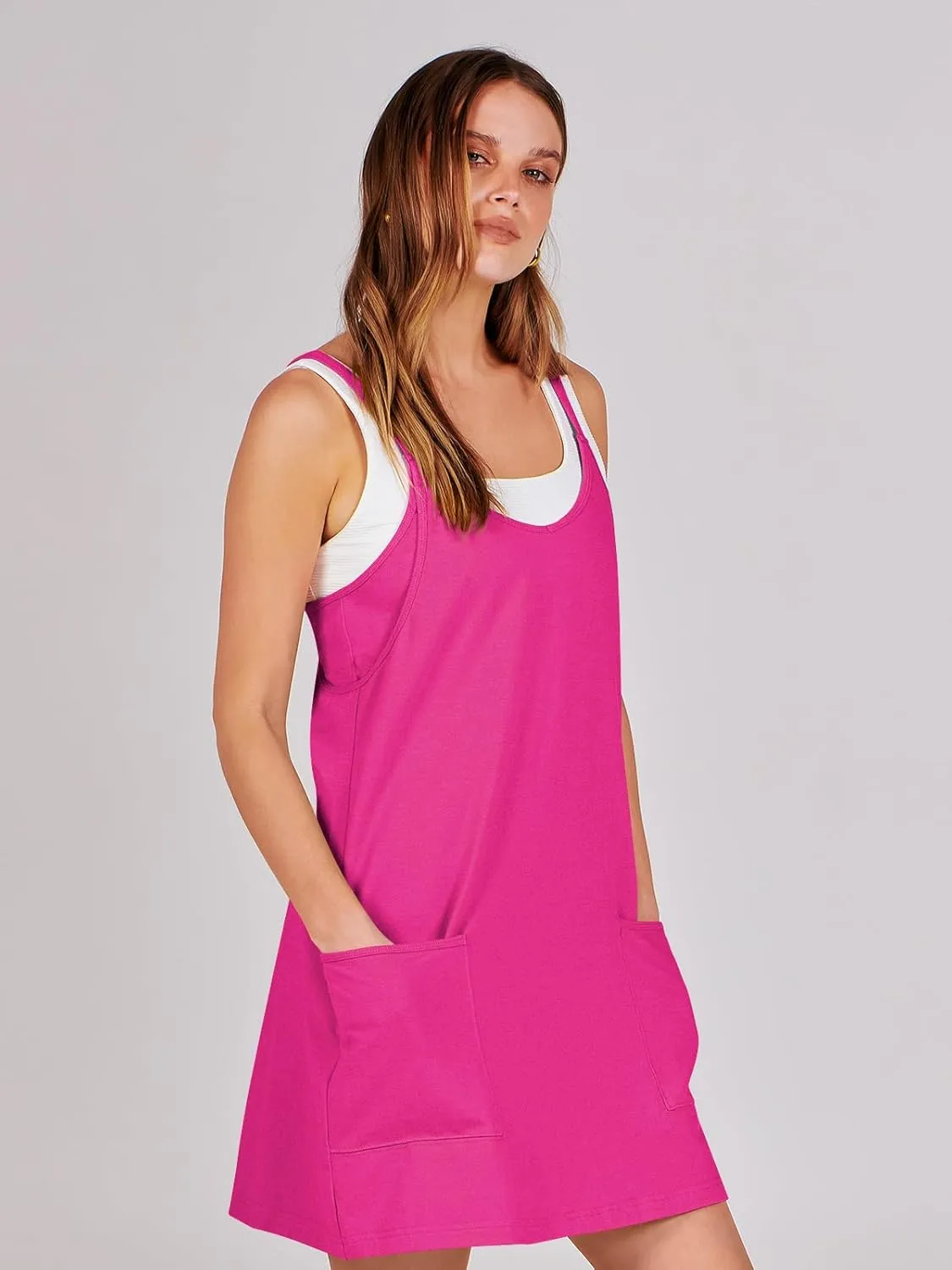 ANRABESS Women Athletic Dress Summer Tennis Workout Active Sports Mini Romper Dress Built in Shorts Travel Vacation Clothes