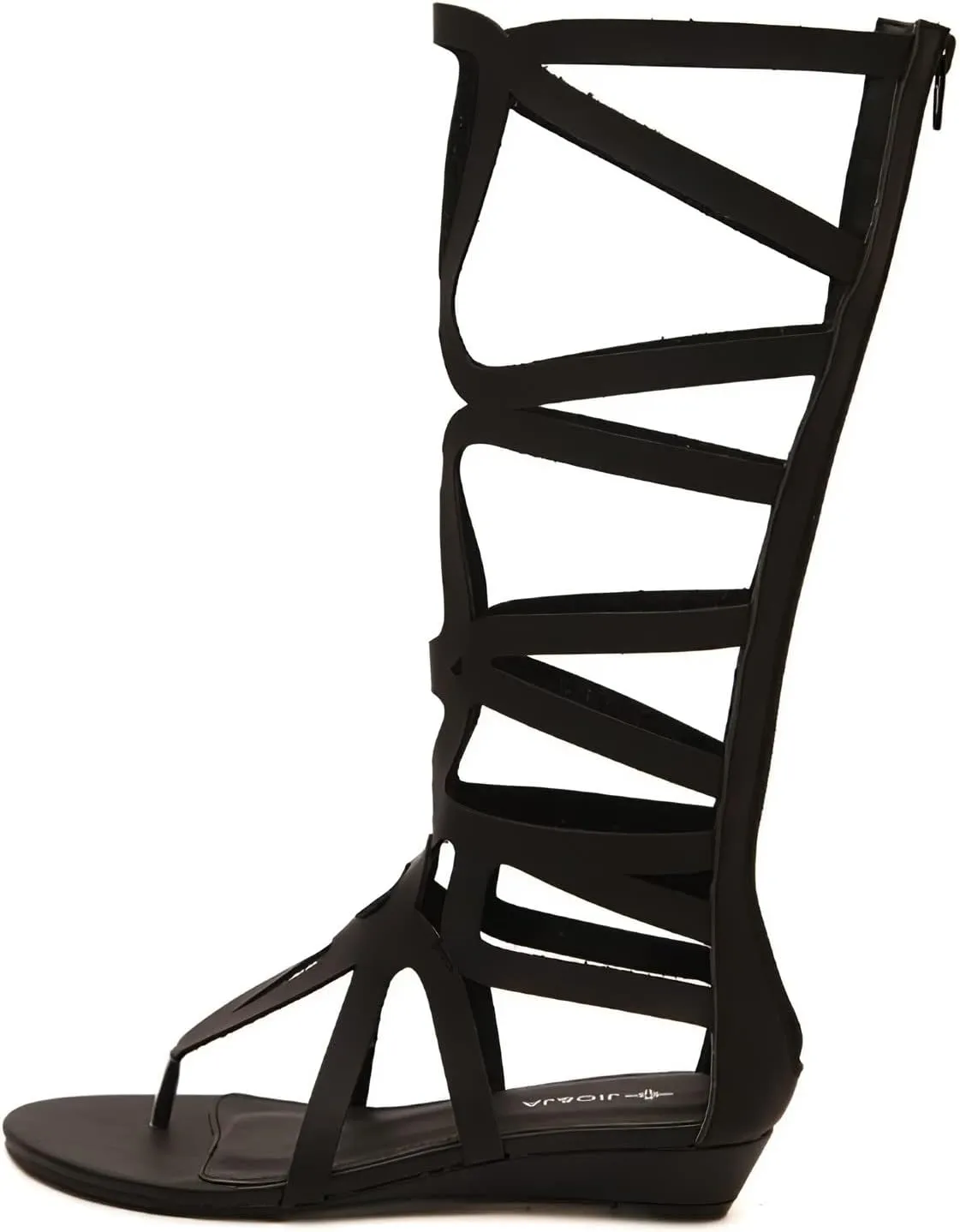 ANUFER Womens Knee High Roman Gladiator Sandals Rivets Studded Strappy Zipper Thong Sandals