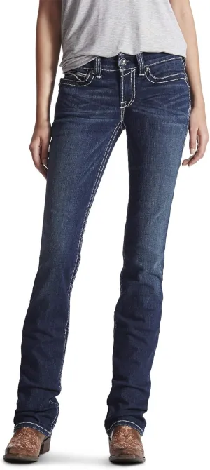 ARIAT Women's R.e.a.l. Mid Rise Stretch Icon Stackable Straight Leg Jean