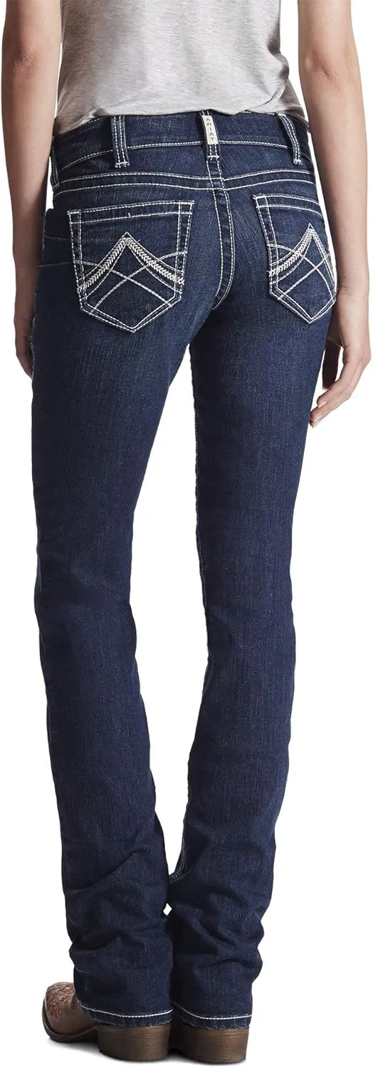 ARIAT Women's R.e.a.l. Mid Rise Stretch Icon Stackable Straight Leg Jean