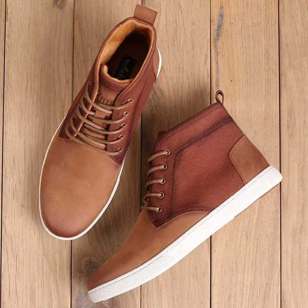 Arkbird Casual Sneaker Shoes, Lace-up Leather Chukka Boots for Men
