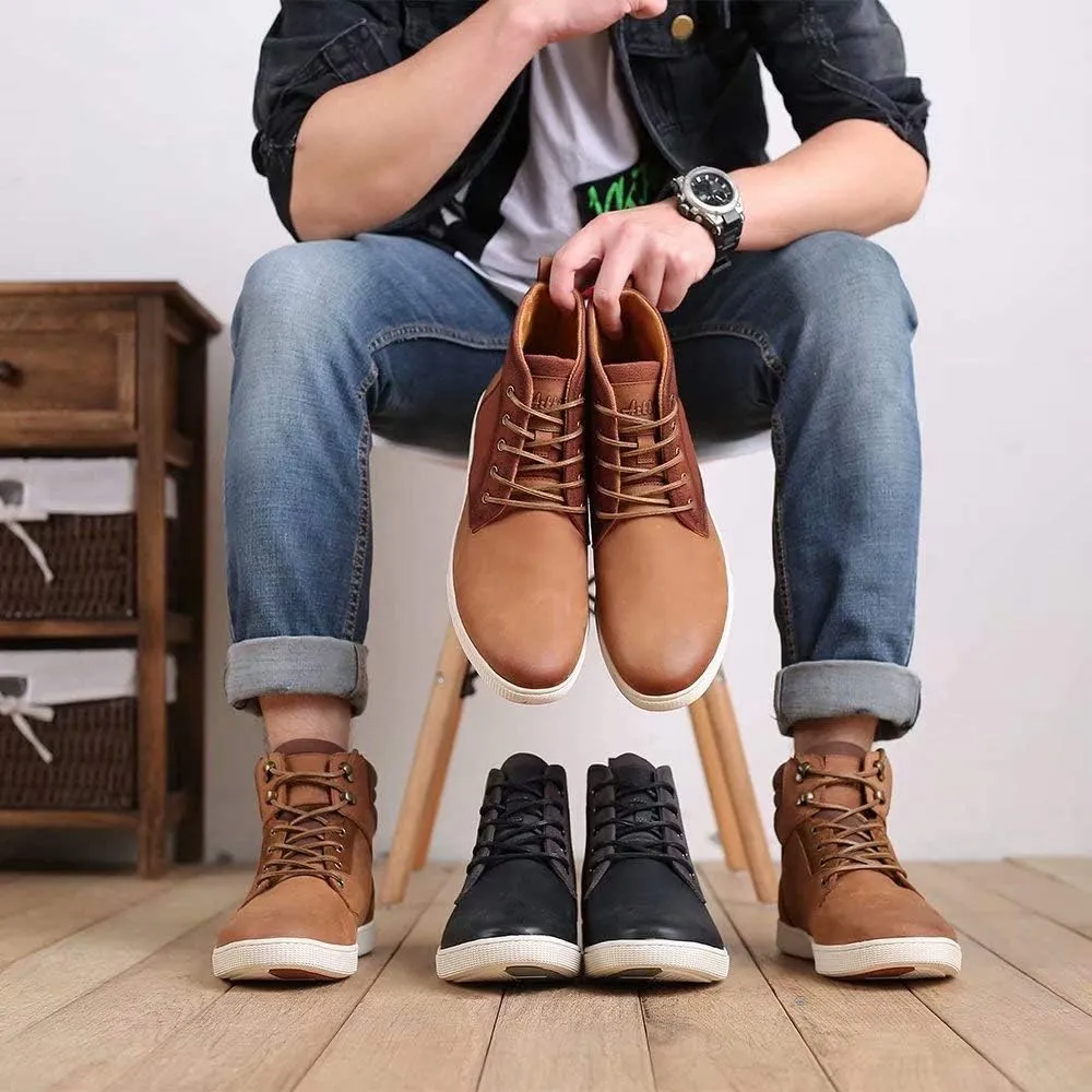 Arkbird Casual Sneaker Shoes, Lace-up Leather Chukka Boots for Men