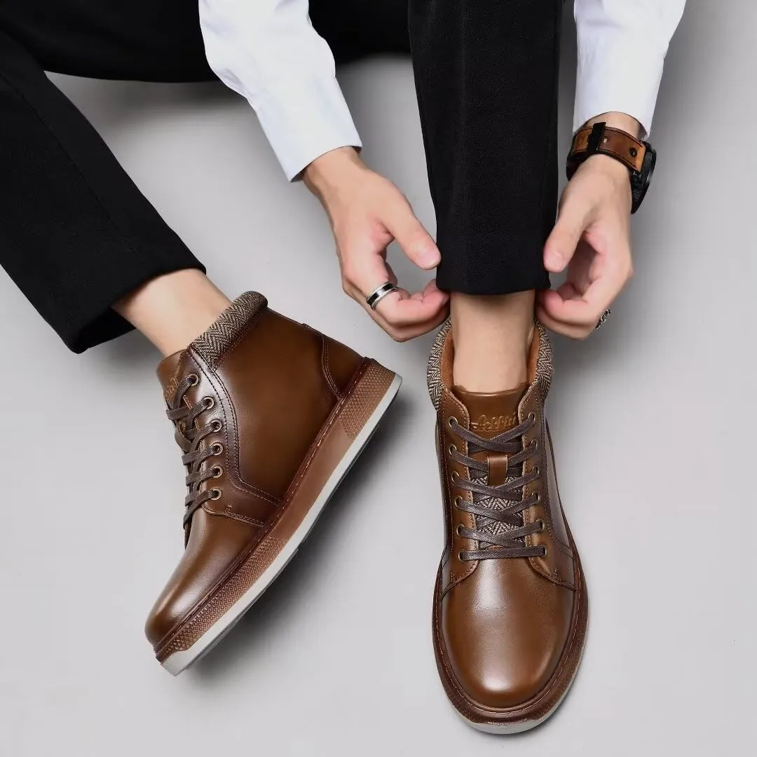 Arkbird Casual Sneaker Shoes, Lace-up Leather Chukka Boots for Men