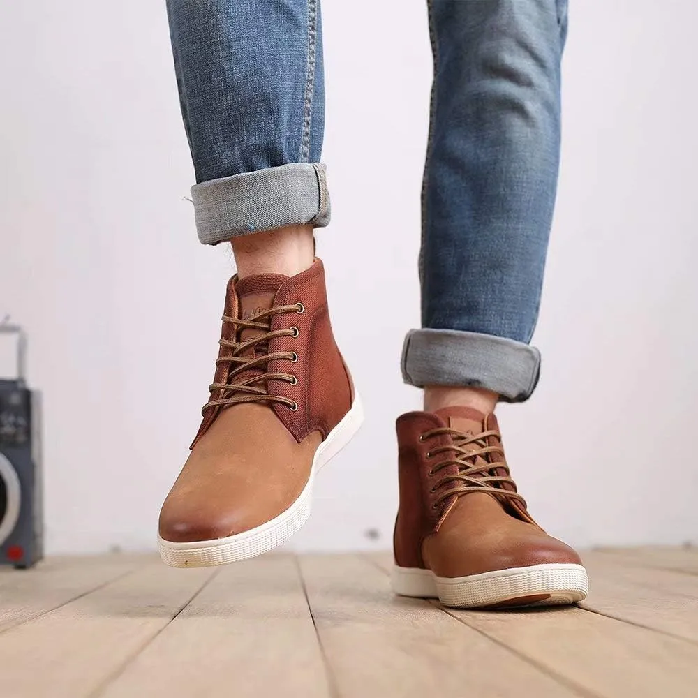 Arkbird Casual Sneaker Shoes, Lace-up Leather Chukka Boots for Men
