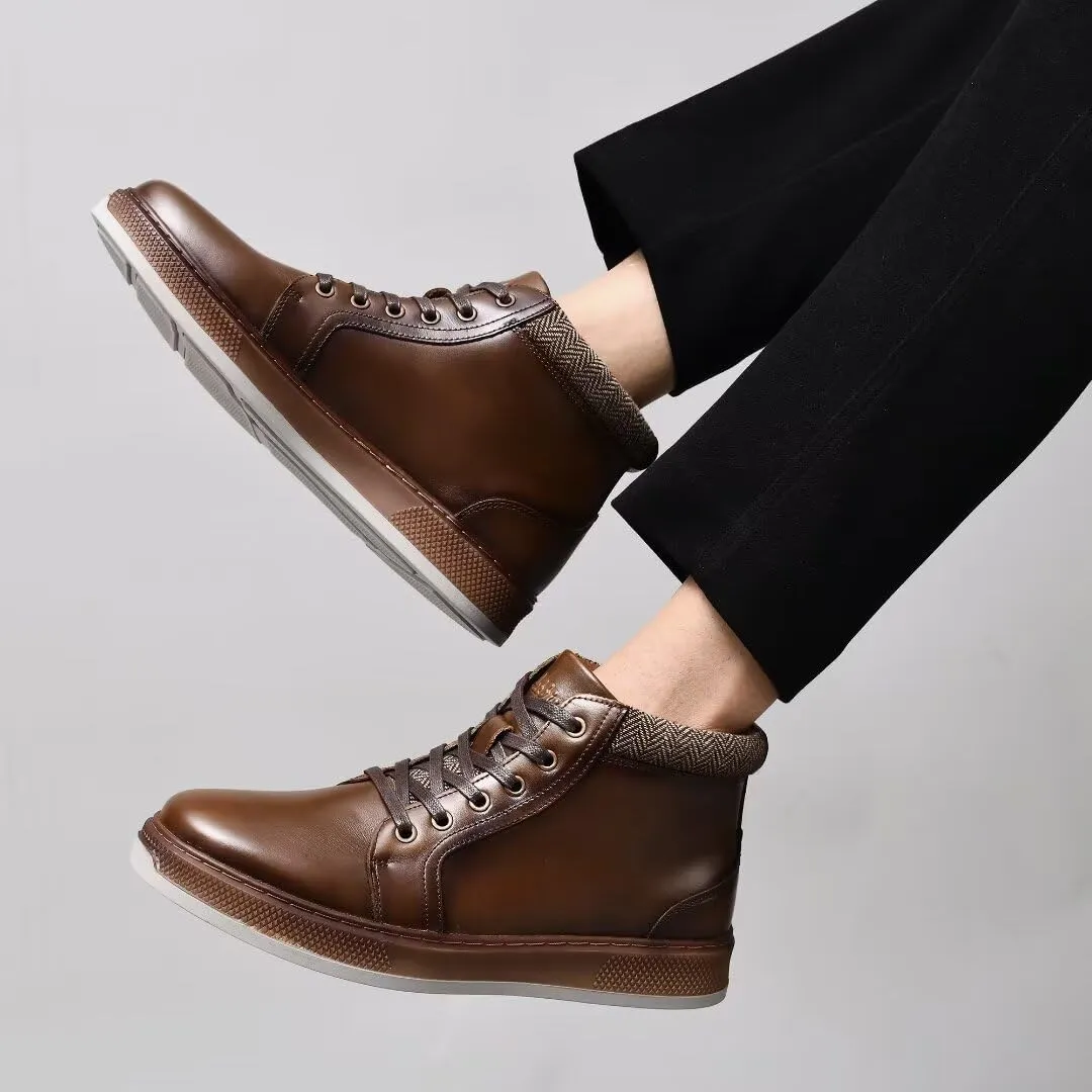 Arkbird Casual Sneaker Shoes, Lace-up Leather Chukka Boots for Men