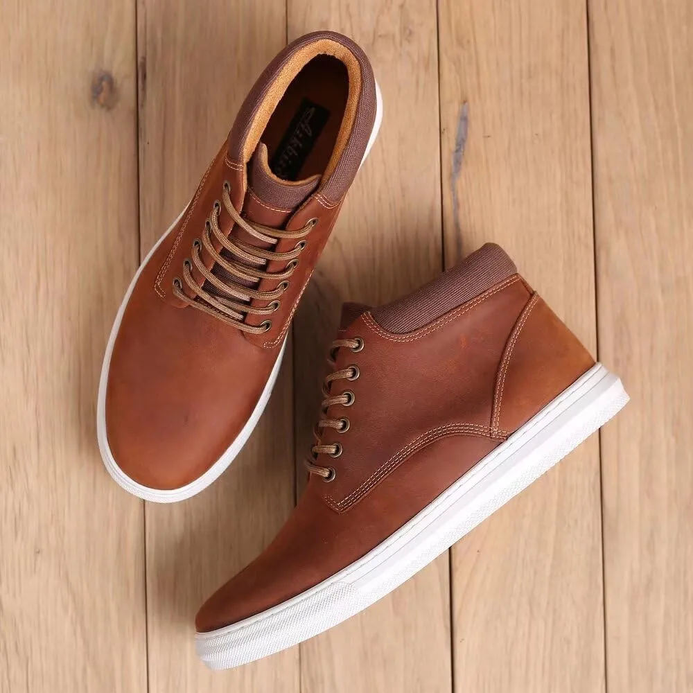 Arkbird Casual Sneaker Shoes, Lace-up Leather Chukka Boots for Men
