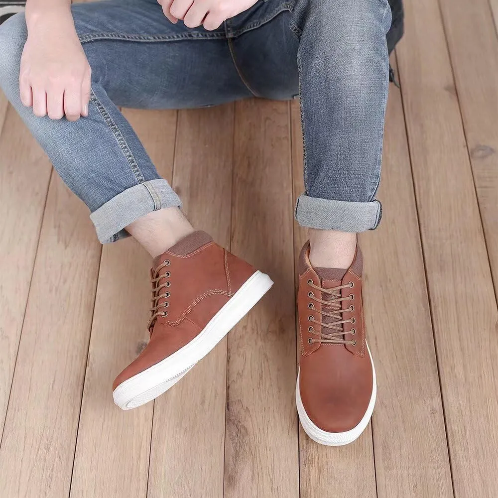 Arkbird Casual Sneaker Shoes, Lace-up Leather Chukka Boots for Men