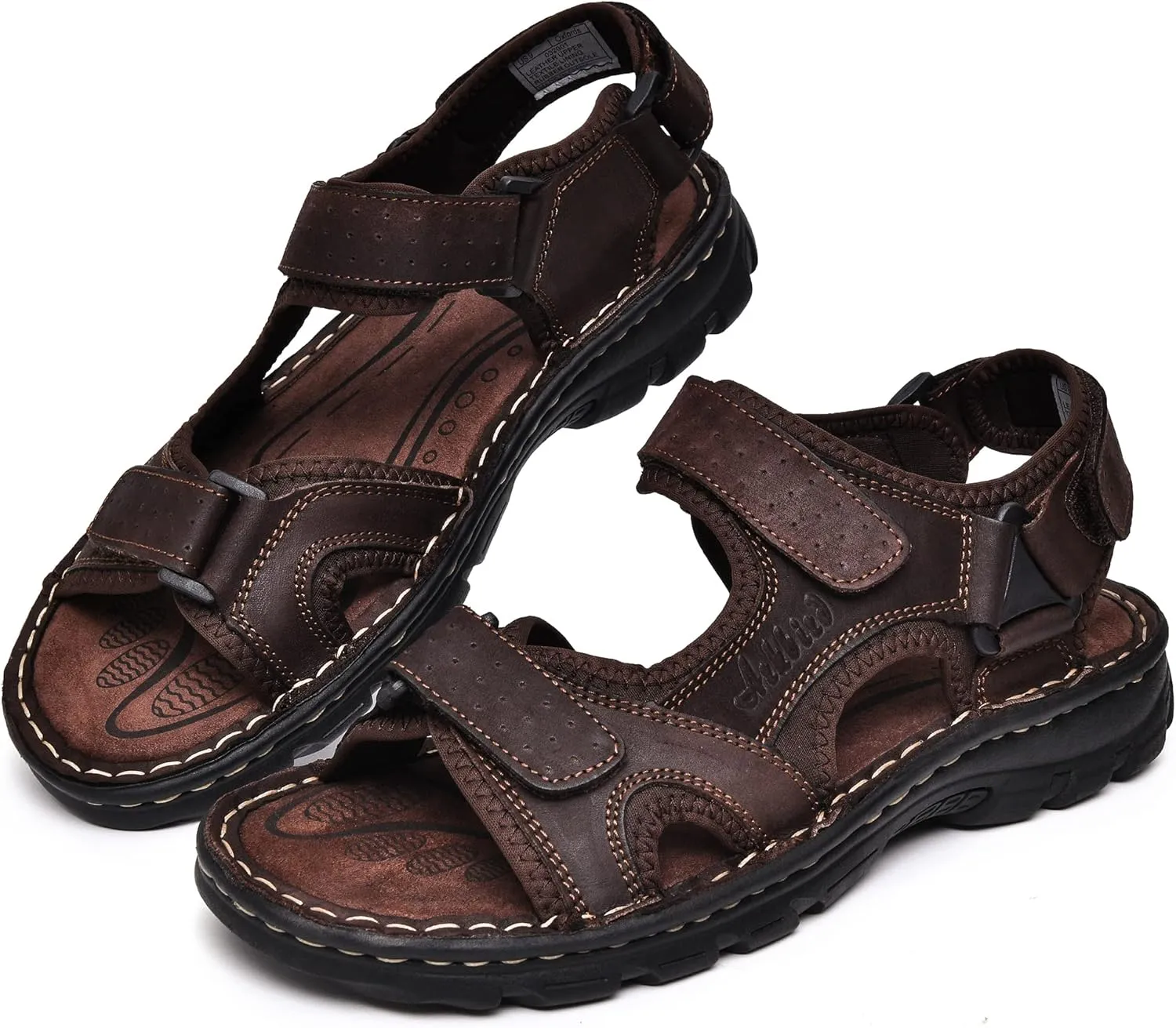 Arkbird Men's Leather Sandals Athletic Fisherman Sandal Outdoor Comfortable and Stylish Casual Summer Slip On Shoes for Men