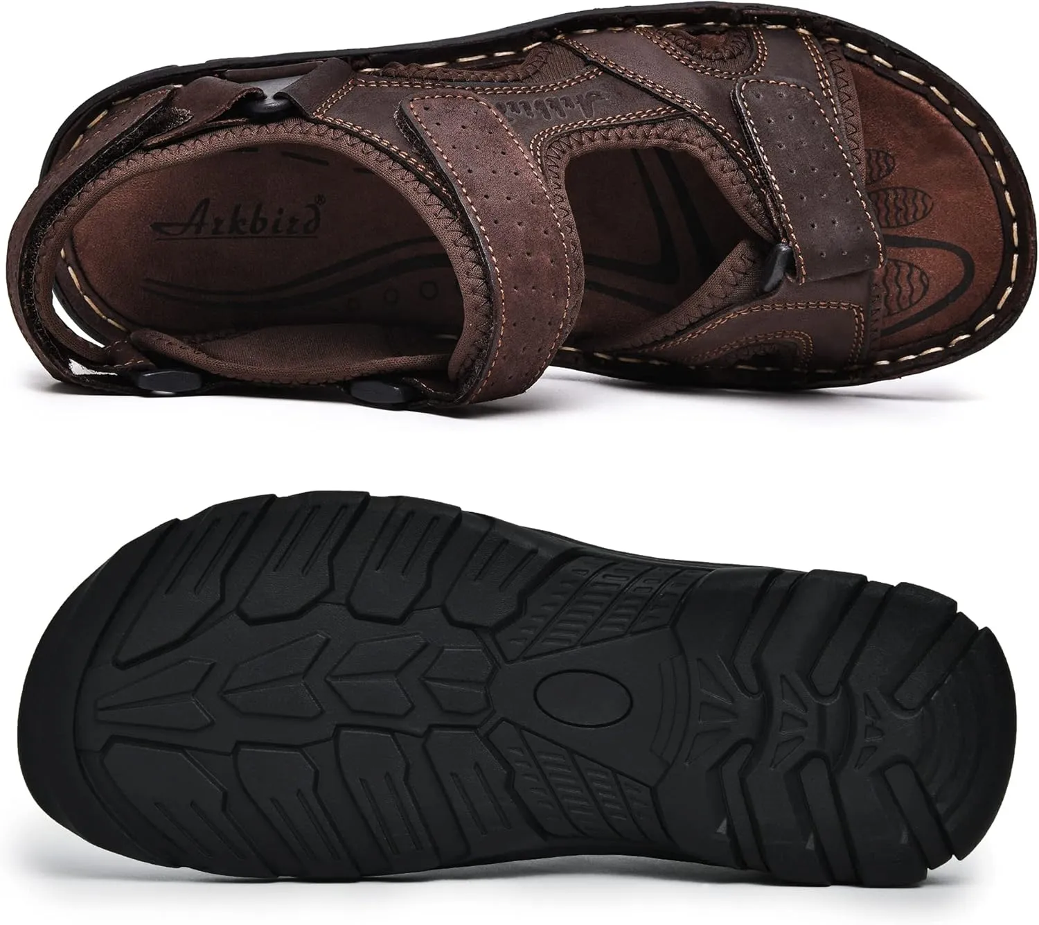 Arkbird Men's Leather Sandals Athletic Fisherman Sandal Outdoor Comfortable and Stylish Casual Summer Slip On Shoes for Men